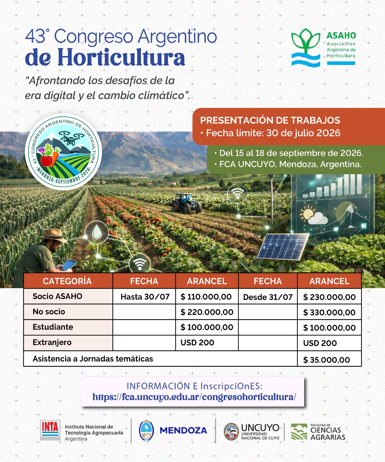 IMPORTANTE: Nueva prórroga del 43º Congreso Argentino de Horticultura
